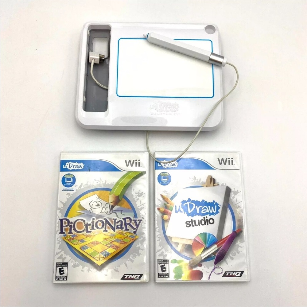 Nintendo Wii UDraw Studio and Wii Pictionary Bundle with Tablet TESTED